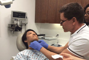 Actual Patient with Dr. Timothy Jochen administering a Kybella Injection