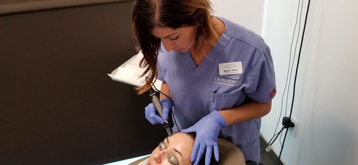 Nurse Brittany Thiele uses a Dermapen to rejuvenate a patient